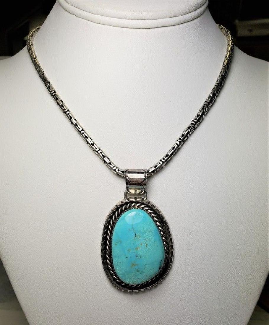 .925 STERLING SILVER CHAIN W/ TURQUOISE STONE (1 of 5)