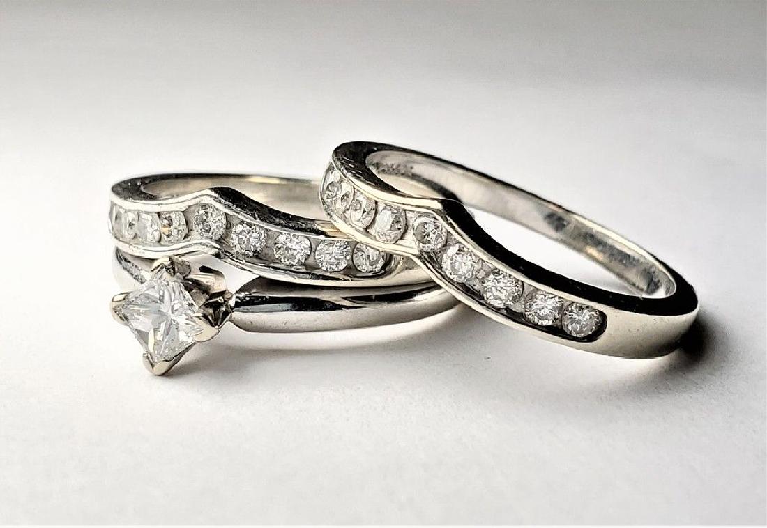 BEAUTIFUL STAMPED 14K WHITE GOLD PRINCESS CUT RING WITH (1 of 12)