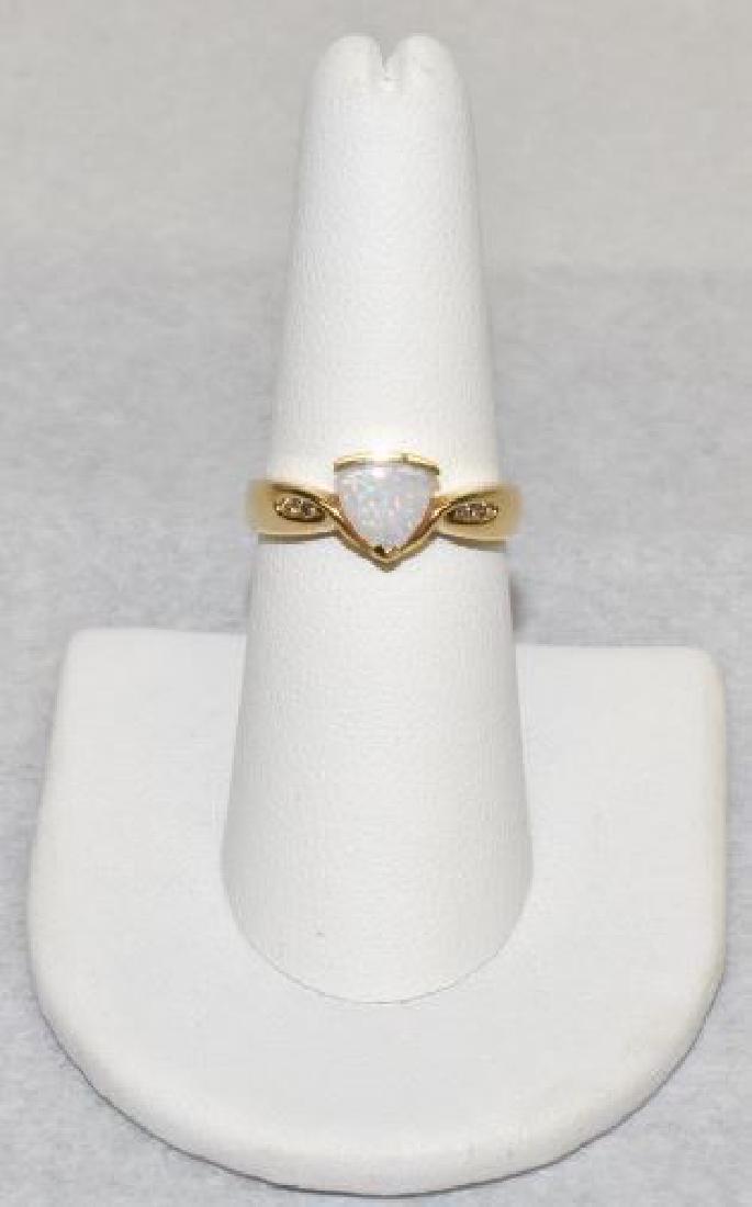 Stamped 14k Gold Ring with White Opal Stone and (1 of 5)