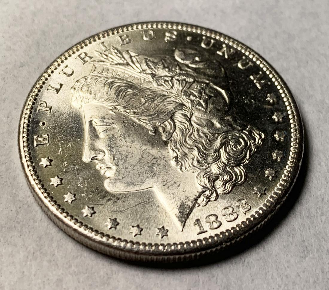 1882-S 64 PROOF-LIKE MORGAN SILVER DOLLAR: WINNER SHALL RECEIVE THE EXACT COIN SHOWN HERE.