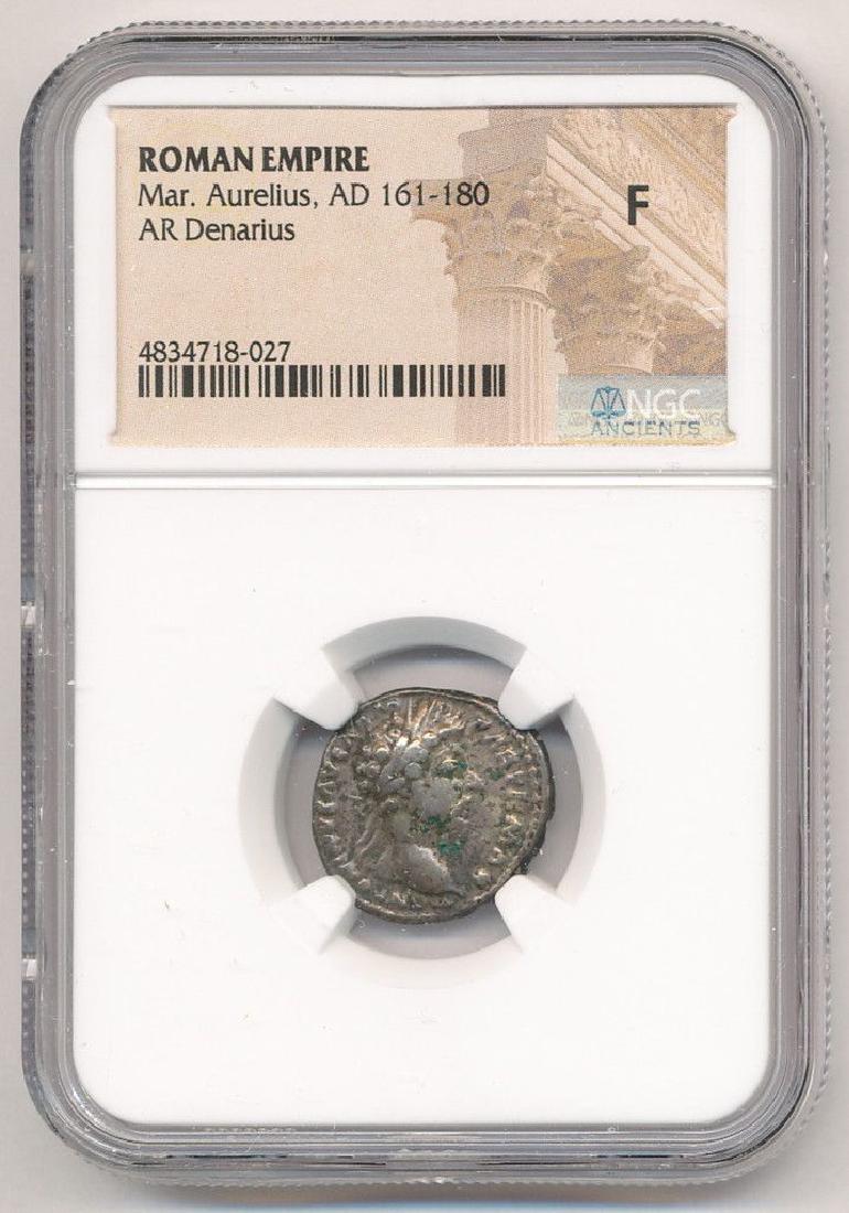 MARCUS AURELIUS AR DENARIUS F NGC ANCIENT: MARCUS AURELIUS AR DENARIUS F NGC ANCIENT WINNER SHALL RECEIVE EXACT COIN SHOWN