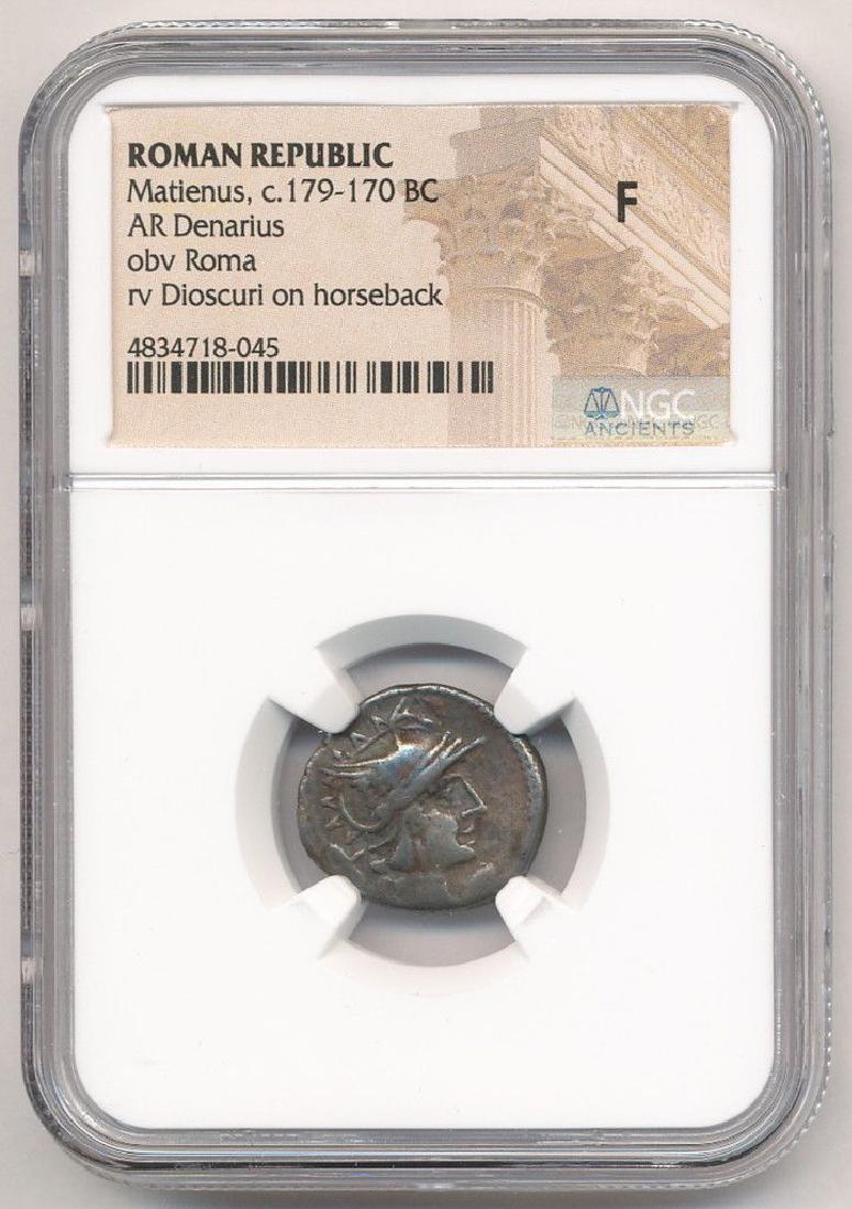 ROMAN REPUBLIC MATIENUS AR DENARIUS F NGC ANCIENT: ROMAN REPUBLIC MATIENUS AR DENARIUS F NGC ANCIENT WINNER SHALL RECEIVE EXACT COIN SHOWN