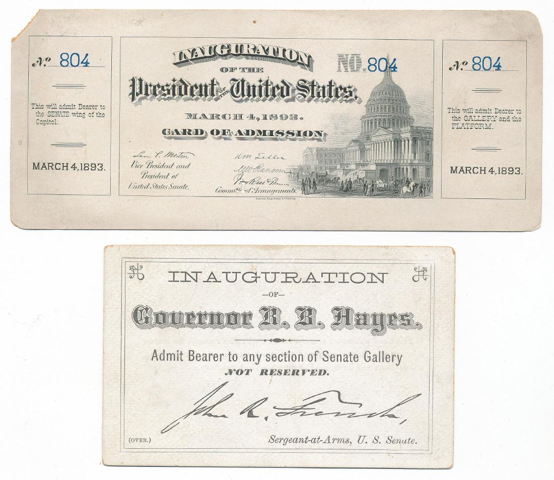 (2) INAUGURATION TICKETS CLEVELAND & HAYES (1 of 2)