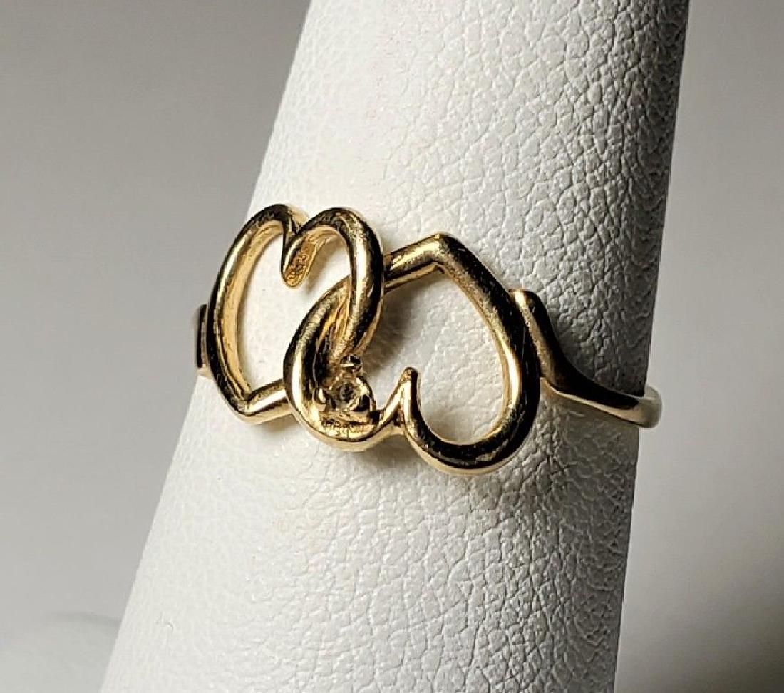 DOUBLE HEART 14K GOLD RING SIZE 6.5 - 1.4 GRAMS (1 of 3)