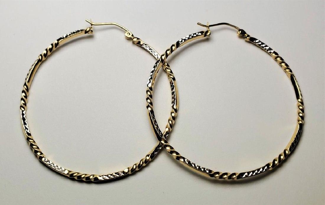 BEAUTIFUL DIAMOND CUT 14K HOOP EARRINGS (1 of 4)