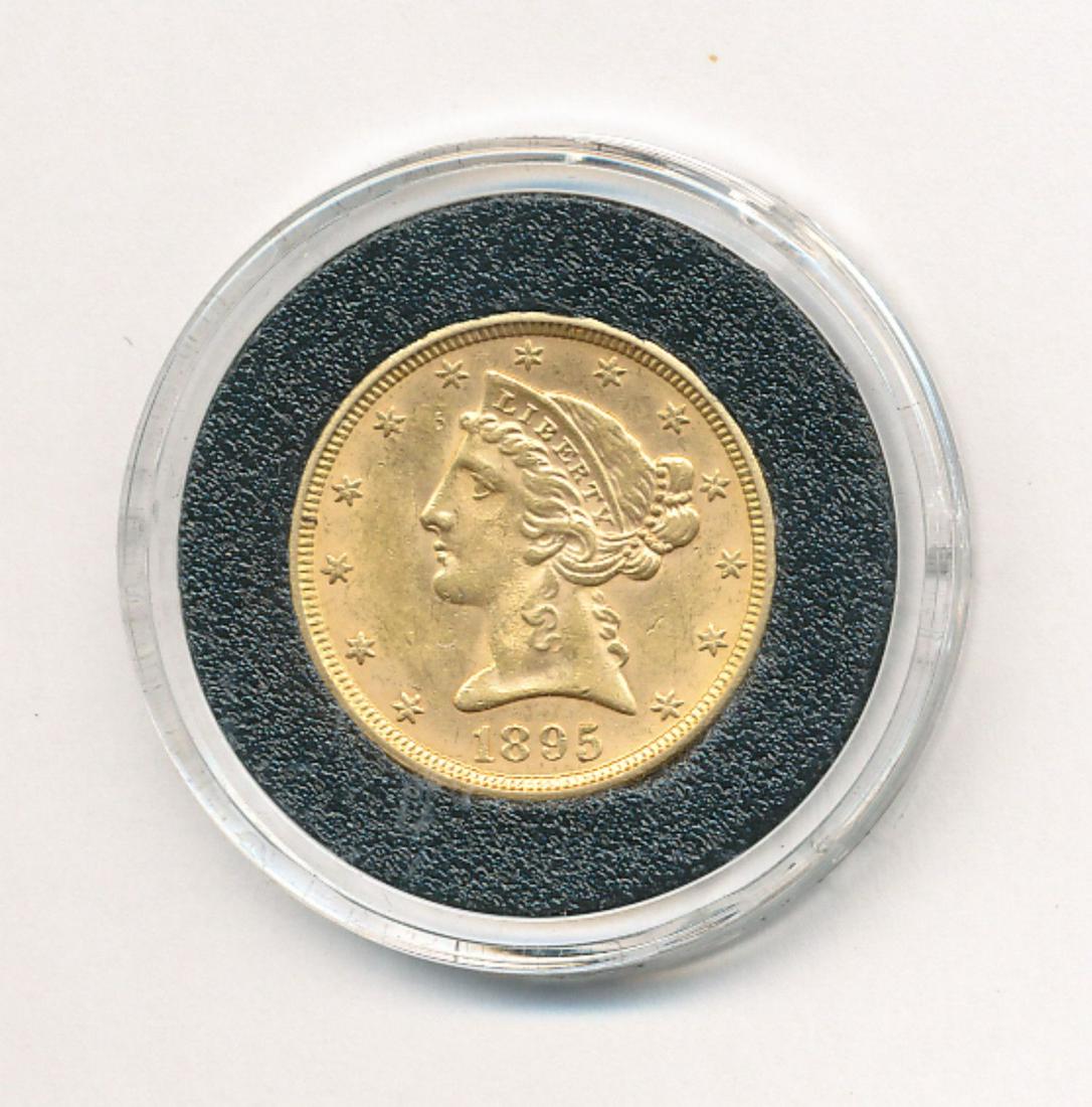 1895 GOLD LIBERTY HEAD $5: 1895 GOLD LIBERTY HEAD $5. WINNER SHALL RECEIVE THE EXACT COIN SHOWN.