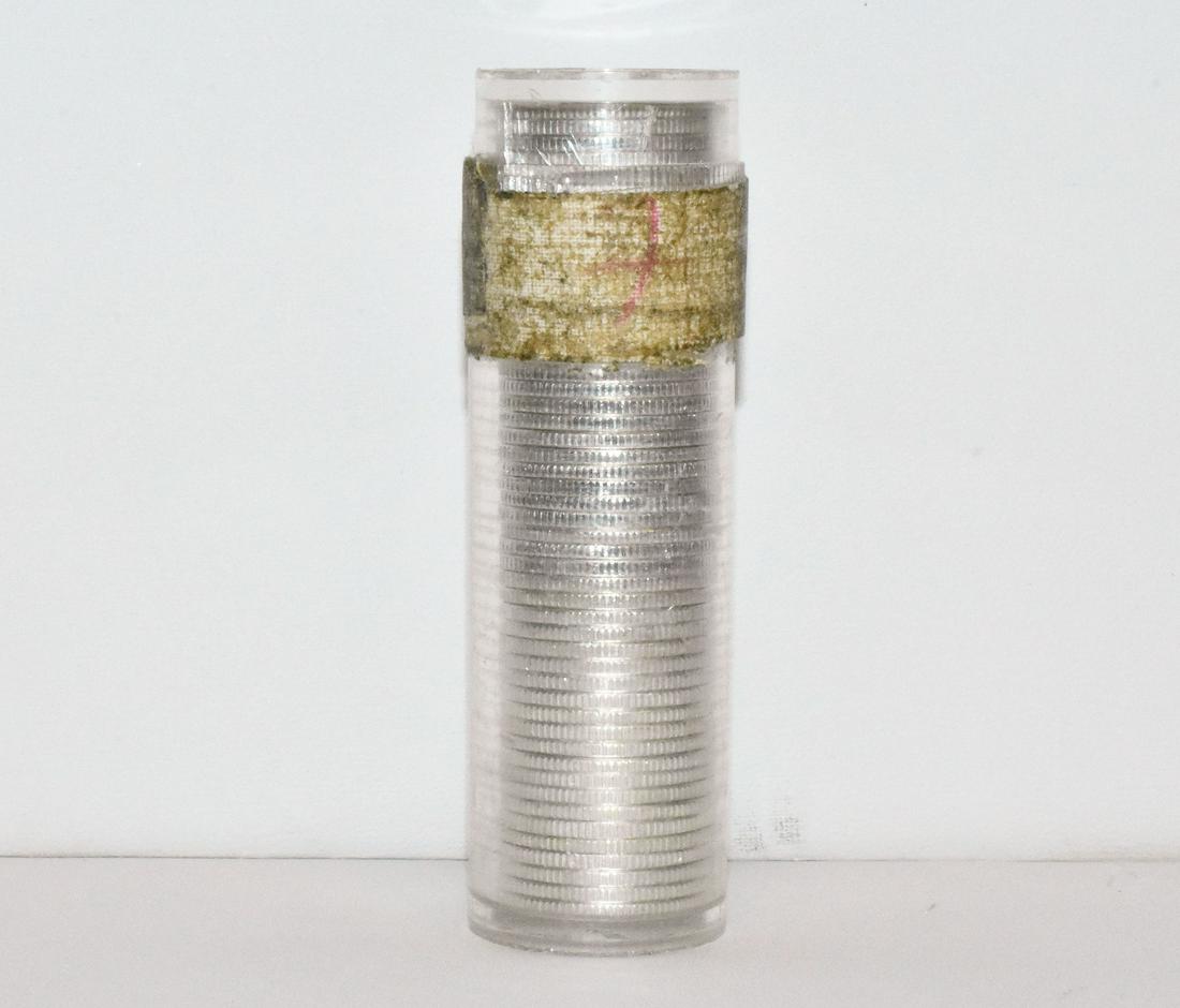 ROLL OF (50) COINS OLD TAPED UP BU SILVER DIMES: ROLL OF (50) COINS OLD TAPED UP BU SILVER ROOSEVELT DIMES. WE LEFT THIS ROLL SEALED. ALL APPEARED TO BE 1964'S.