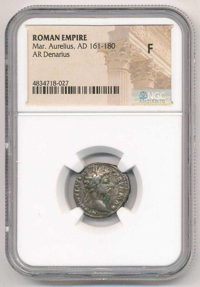 MARCUS AURELIUS AR DENARIUS F NGC ANCIENT: MARCUS AURELIUS AR DENARIUS F NGC ANCIENT WINNER SHALL RECEIVE EXACT COIN SHOWN