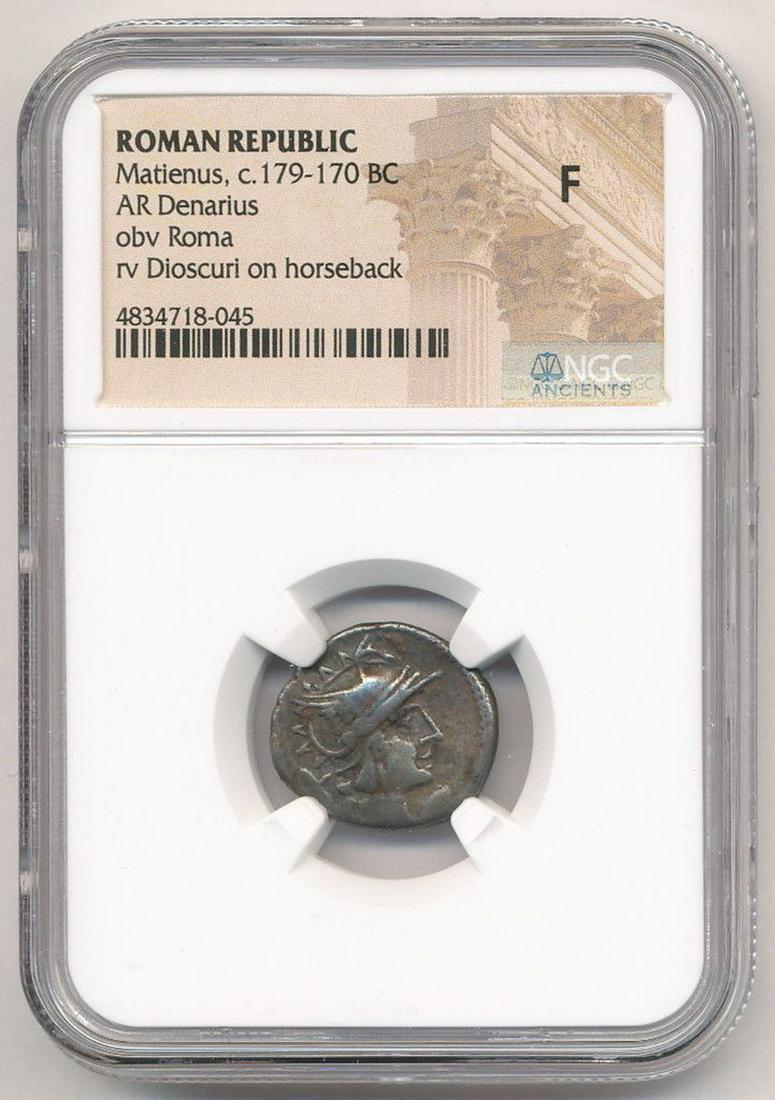 ROMAN REPUBLIC MATIENUS AR DENARIUS F NGC ANCIENT: ROMAN REPUBLIC MATIENUS AR DENARIUS F NGC ANCIENT WINNER SHALL RECEIVE EXACT COIN SHOWN