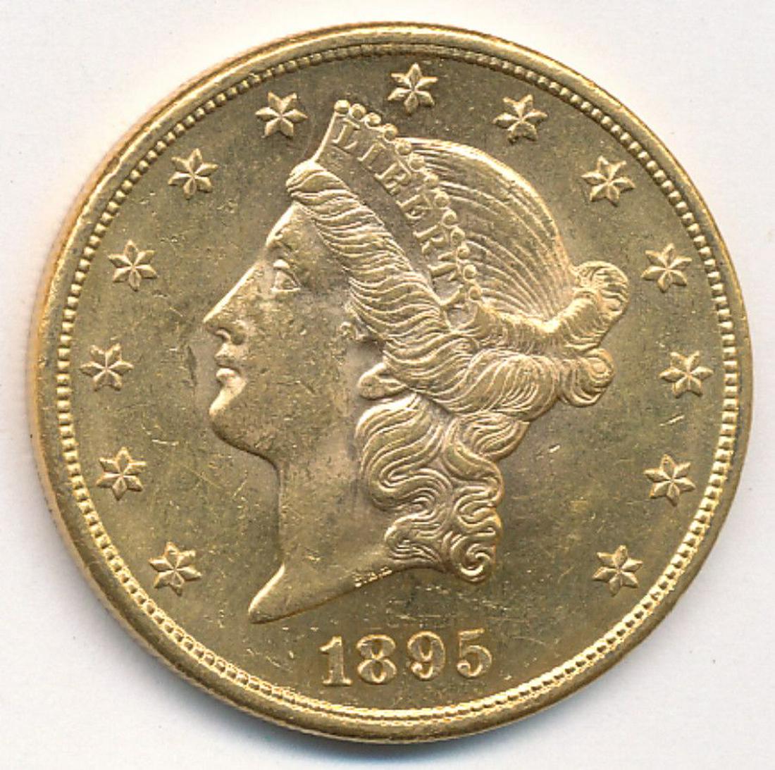 1895 $20 GOLD LIBERTY HEAD MS63 PROOF LIKE: 1895 $20 GOLD LIBERTY HEAD MS63 PROOF LIKE. WINNER SHALL RECEIVE THE EXACT COIN SHOWN.
