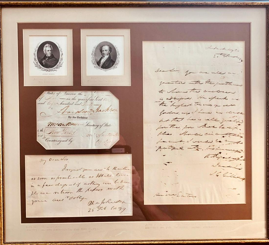 ANDREW JACKSON + MARTIN VAN BUREN: MULTIPLE ITEMS CONTAINED IN ONE A FOUR LANGUAGE SHIPS MANIFEST...A CLIP FROM THE LARGER DOCUMENT DATED MAY 14, 1830 ANDREW JACKSON AS PRESIDENT MARTIN VAN BUREN AS SECRETARY OF STATE ORIGINAL COST ON