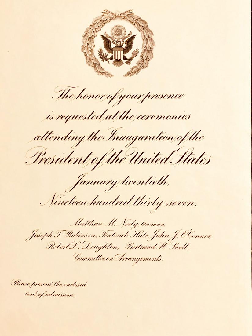 FRANKLIN ROOSEVELT, PRESIDENT JOHN NANCE GARNER VP: FRANKLIN ROOSEVELT, PRESIDENT JOHN NANCE GARNER, VICE PRESIDENT INAUGURATION JANUARY 20, 1937