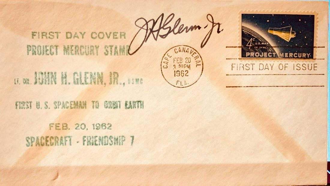 SIGNED COVER JOHN GLENN 1969 GUEST LIST: A REMARKABLE GUEST LIST FOR A RARE WHITE HOUSE STATE DINNER HELD OUTSIDE OF THE WHITE HOUSE. THIS REMARKABLE LIST FOR THIS REMARKBLE STATE DINNER CELEBRATING THE CONQUEST OF THE APOLLO 11 ASTRONAUTS A