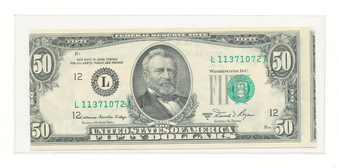 1981 DRAMATIC BEP ERROR $50 FEDERAL RES. NOTE (1 of 2)