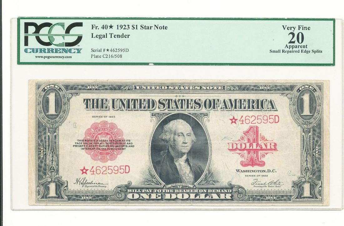 CERTIFIED PCGS FR.40 1923 $1 STAR NOTE (1 of 2)