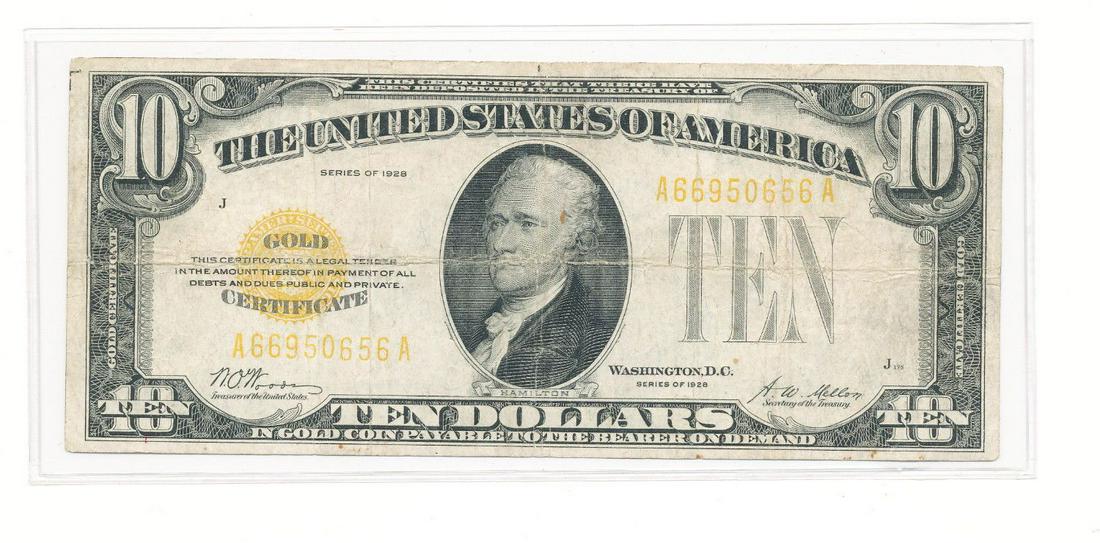 SERIES OF 1928 $10 FR. 1400 GOLD SEALED NOTE (1 of 2)