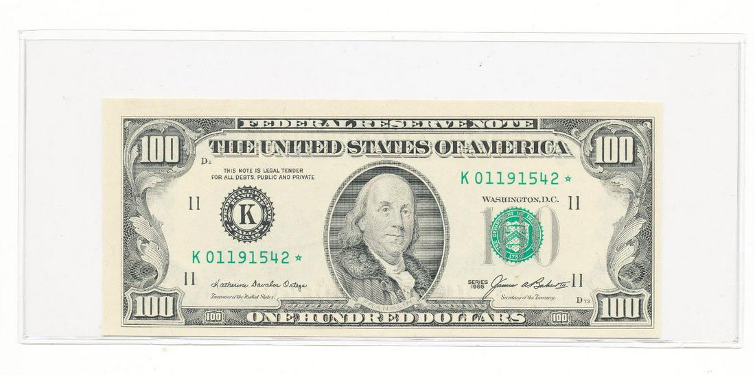 1985 $100 FEDERAL RESERVE STAR NOTE GEM CU (1 of 2)