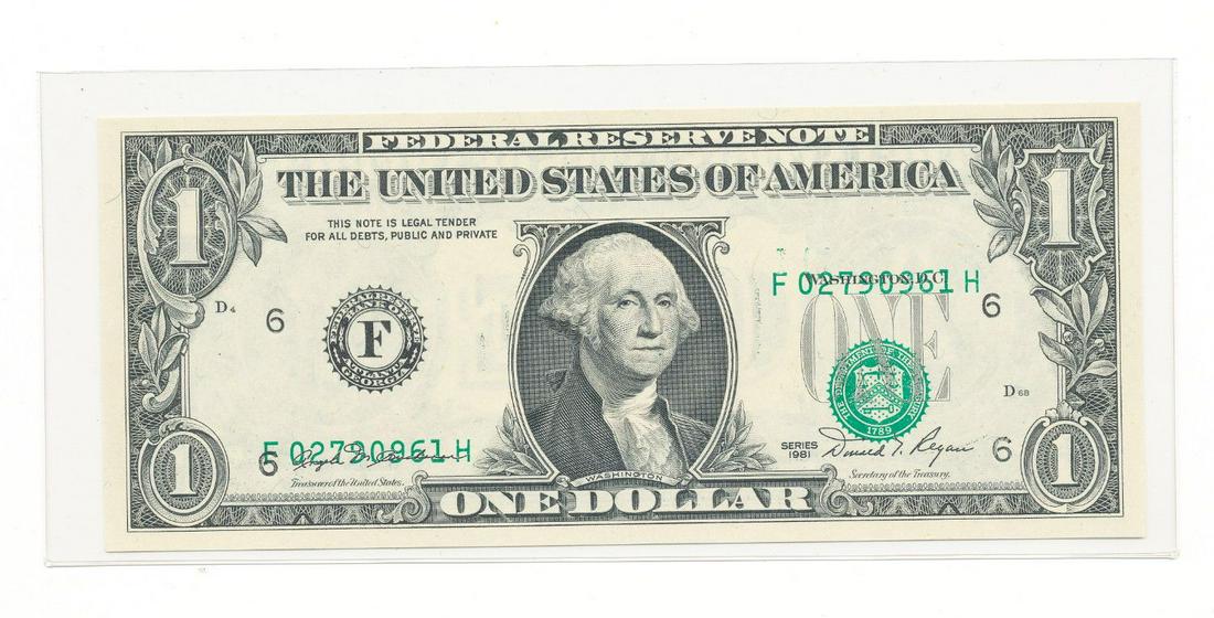 $1 FRN SHIFTED LOW THIRD PRINTING ERROR (1 of 2)