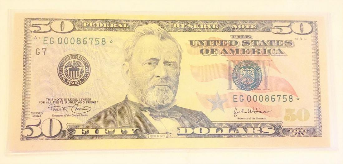 2004 $50 FRN STAR NOTE FANCY SERIAL# CRISP CU (1 of 2)