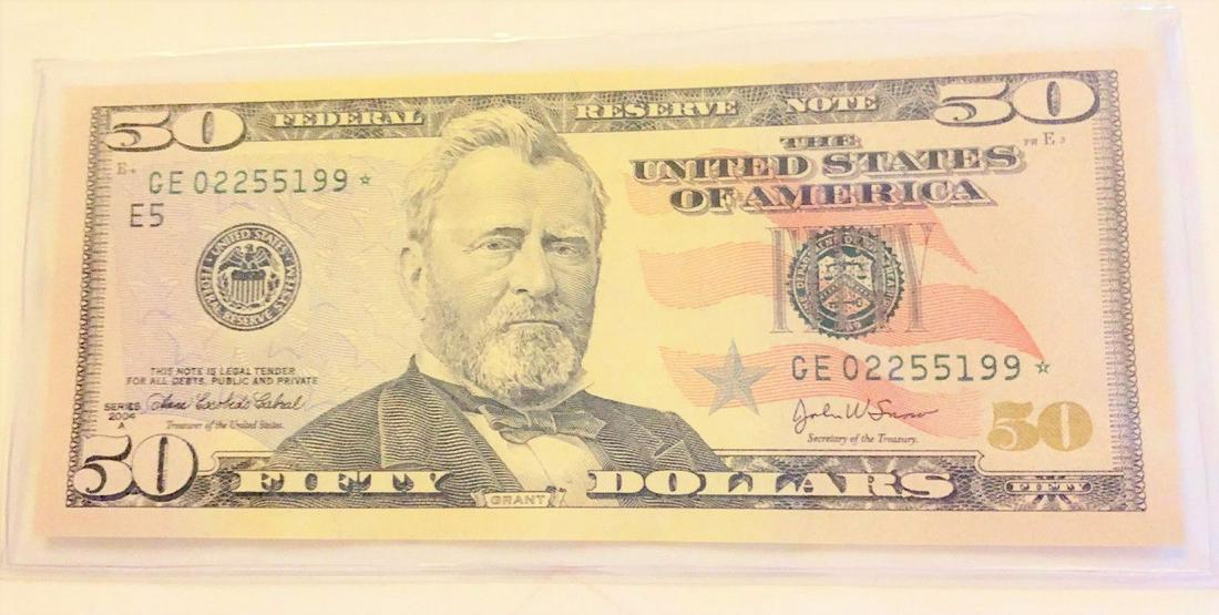 2004A $50 FRN STAR NOTE FANCY SERIAL# CRISP CU (1 of 2)