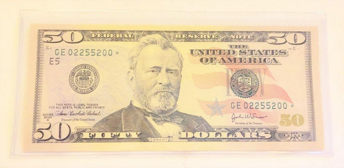 2004A $50 FRN STAR NOTE FANCY SERIAL# CRISP CU (1 of 2)