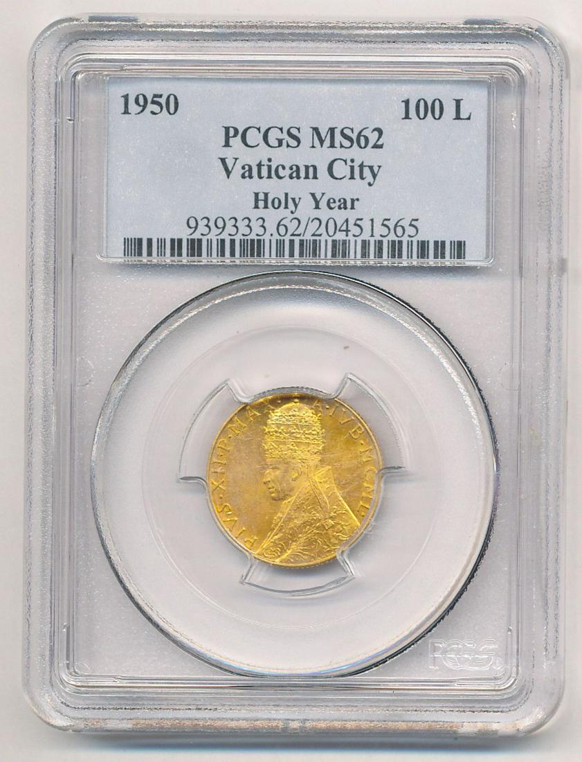 1950 GOLD VATICAN CITY 100L PCGS MS62 HOLY YEAR (1 of 2)