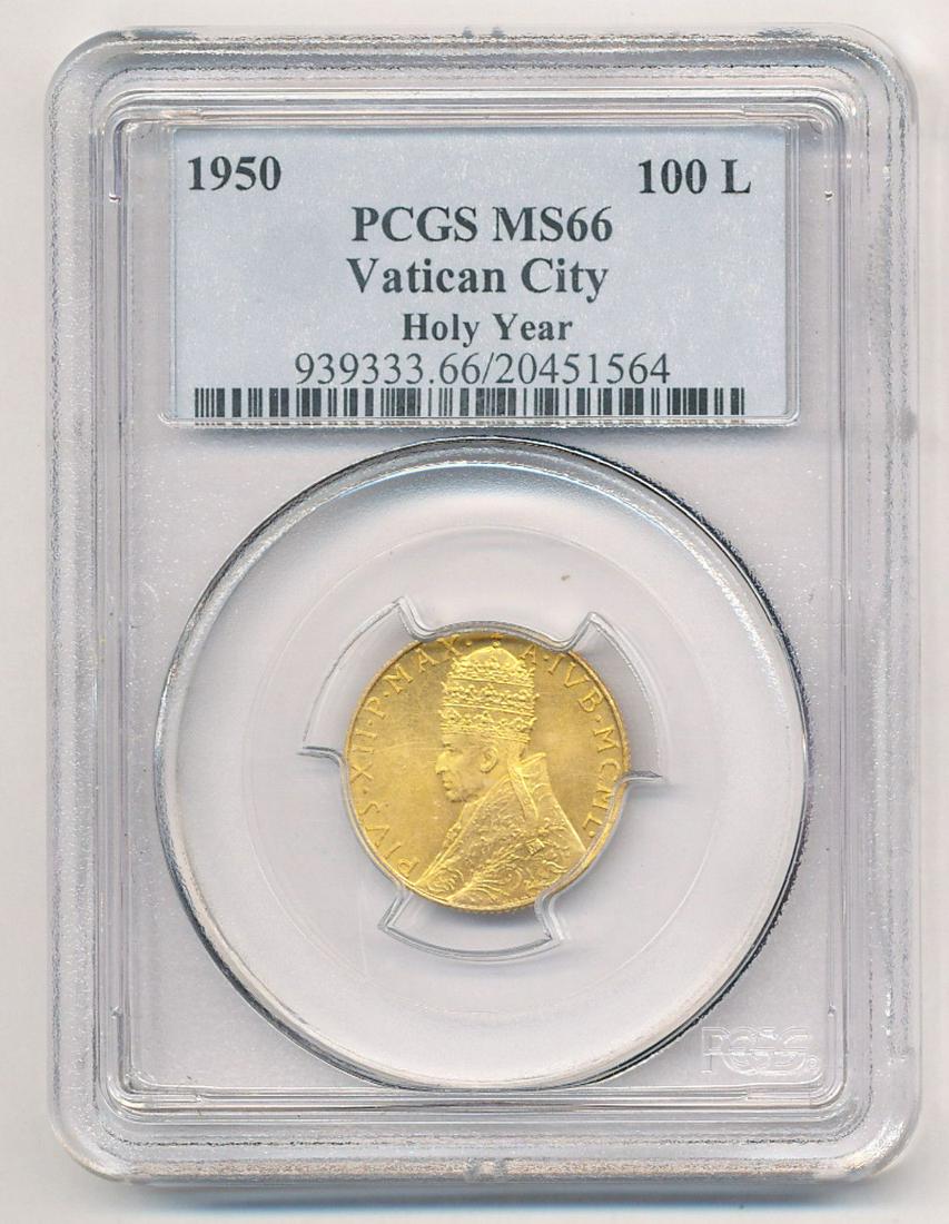 1950 GOLD VATICAN CITY 100L PCGS MS66 HOLY YEAR (1 of 2)