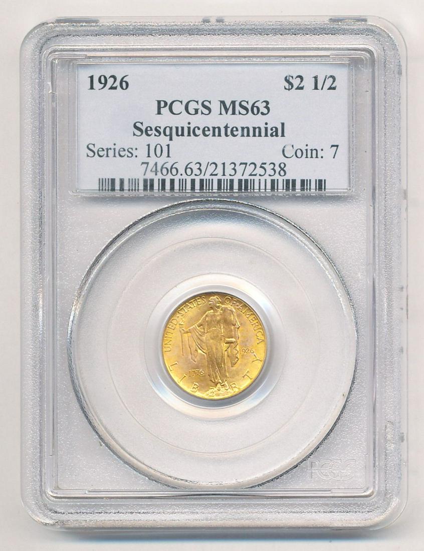 1926 $2.50 GOLD SESQUICENTENNIAL PCGS MS 63 (1 of 2)