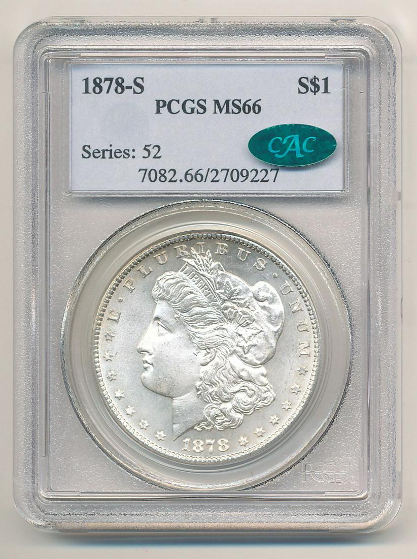 1878-S MORGAN SILVER $1 PCGS MS66 CAC (1 of 2)