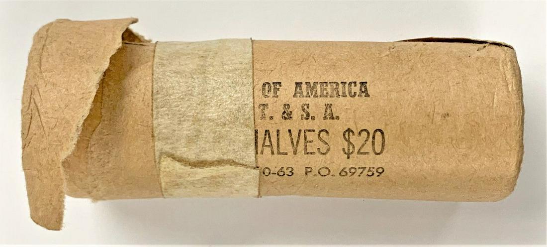 SHOT GUN ROLL 40 UNCIRCULATED OLD MACHINE WRAPPED, BANK: SHOT GUN ROLL 40 UNCIRCULATED OLD MACHINE WRAPPED, BANK WRAPPED. ALL UNCIRCULATED 1964 KENNEDY HALF DOLLARS WRAPPED BY THE BANK OF AMERICA WAY BACK WHEN. THE TOP OF IT IS SLIGHTLY TORN. WINNER SHALL R