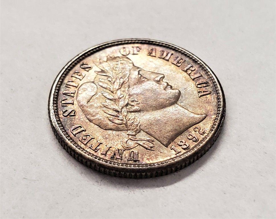EXTREMELY RARE DOUBLED DATE 1892-S BARBER TEN CENT (1 of 4)