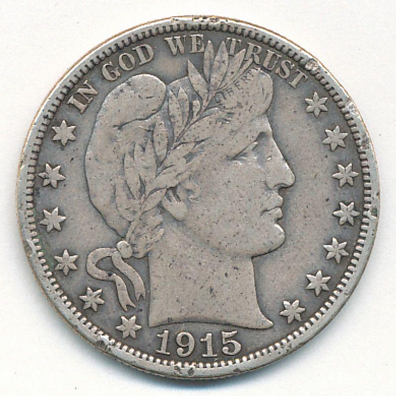 1915-D BARBER HALF DOLLAR VERY FINE (1 of 2)