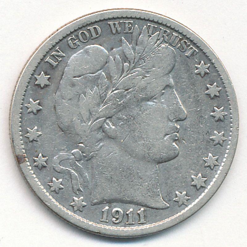 1911-S BARBER HALF DOLLAR FINE (1 of 2)
