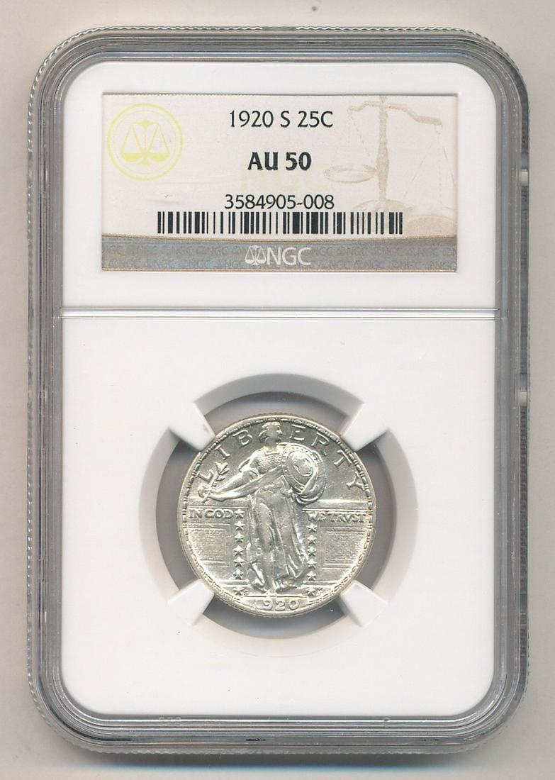 1920-P STANDING LIBERTY 25C NGC AU55 (1 of 2)