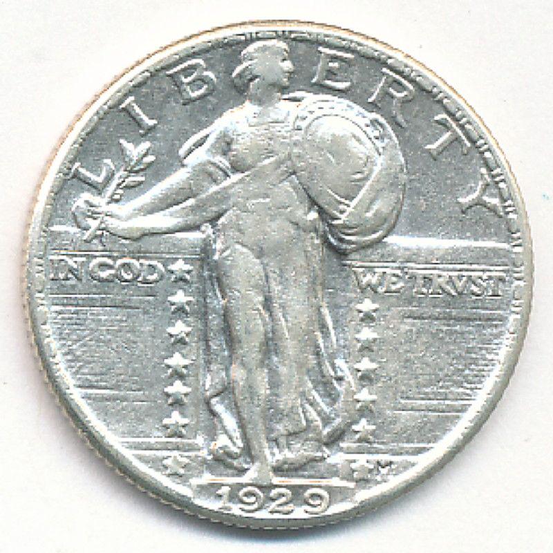 1929 STANDING LIBERTY SILVER .25C AU DETAILS (1 of 2)