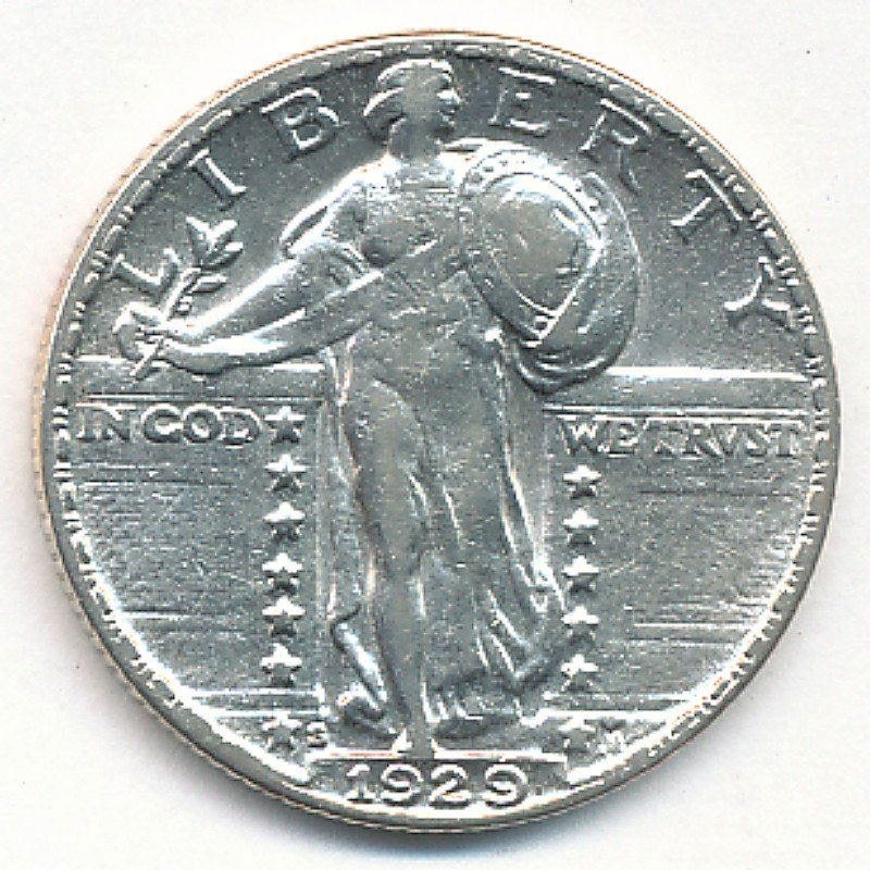 1929-S STAND LIBERTY SILVER .25C AU DETAILS (1 of 2)