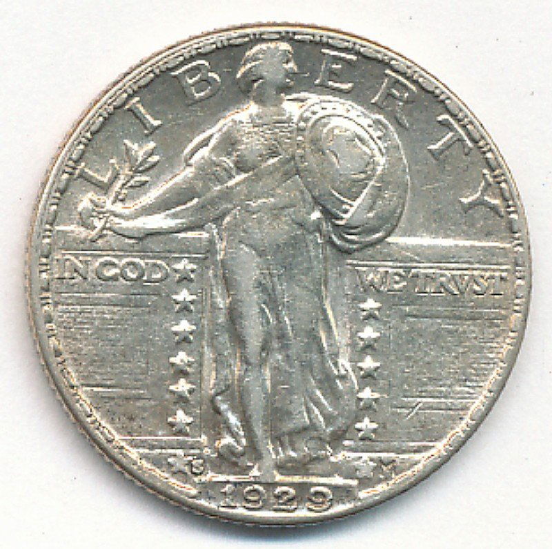 1929-S STAND LIBERTY SILVER .25C AU DETAILS (1 of 2)