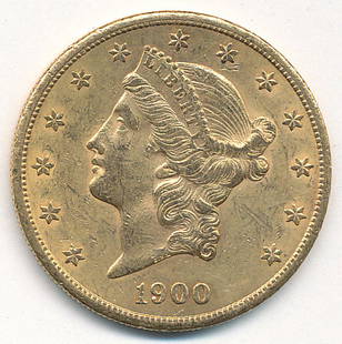 1900-S $20 LIBERTY GOLD MS 62: WINNER SHALL RECEIVE THE EXACT ITEM SHOWN HERE