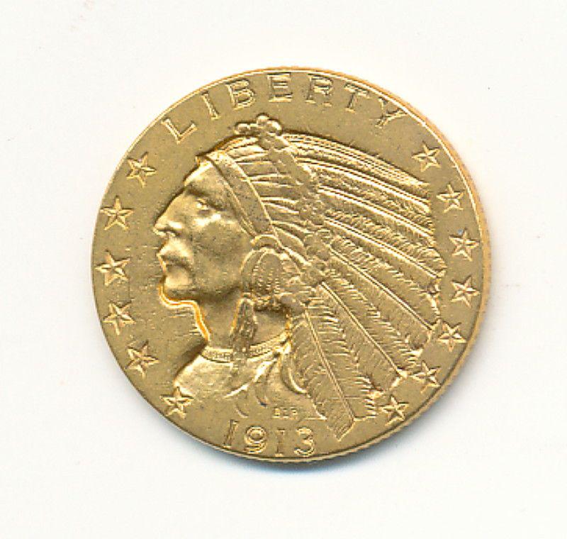 1913 $5 INDIAN HEAD GOLD AU58 (1 of 2)