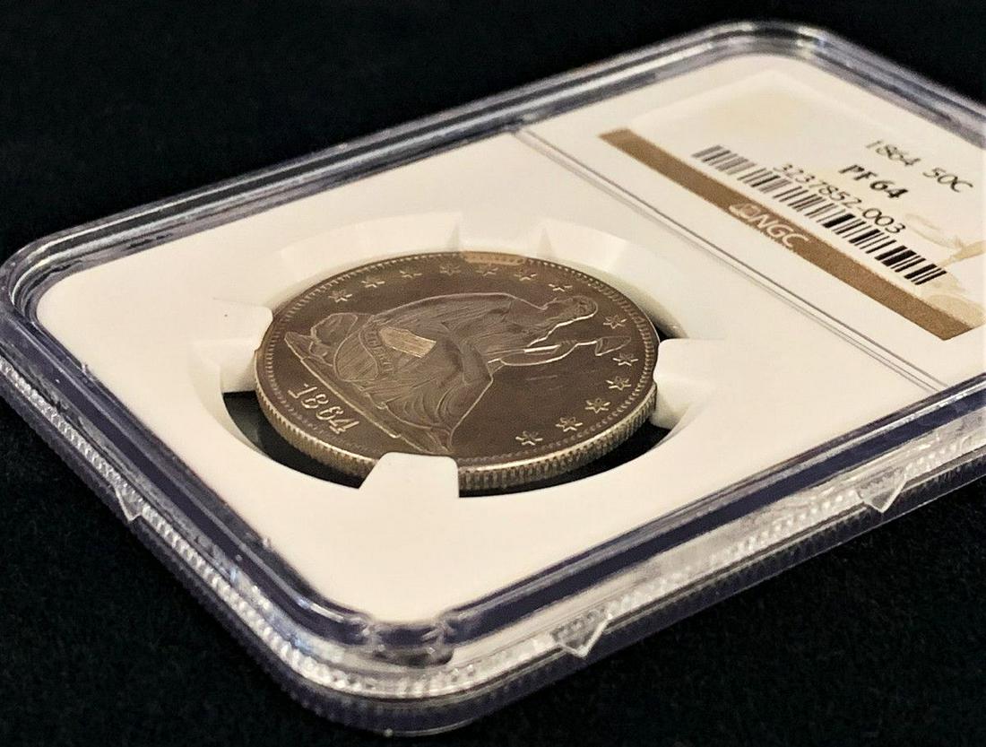 1864 .50C SEATED HALF DOLLAR NGC PROOF 64 (1 of 7)
