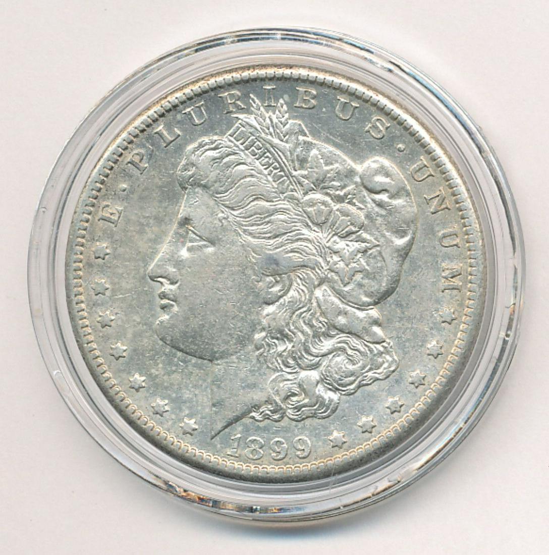 1899-S AU58 MORGAN SILVER DOLLAR: WINNER OF AUCTION SHALL RECEIVE THE EXACT COIN SHOWN HERE
