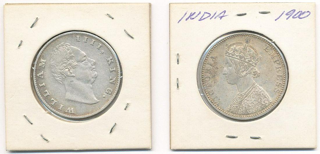 PAIR (2) INDIAN INDIA RUPEE 1835 & 1900 (1 of 2)