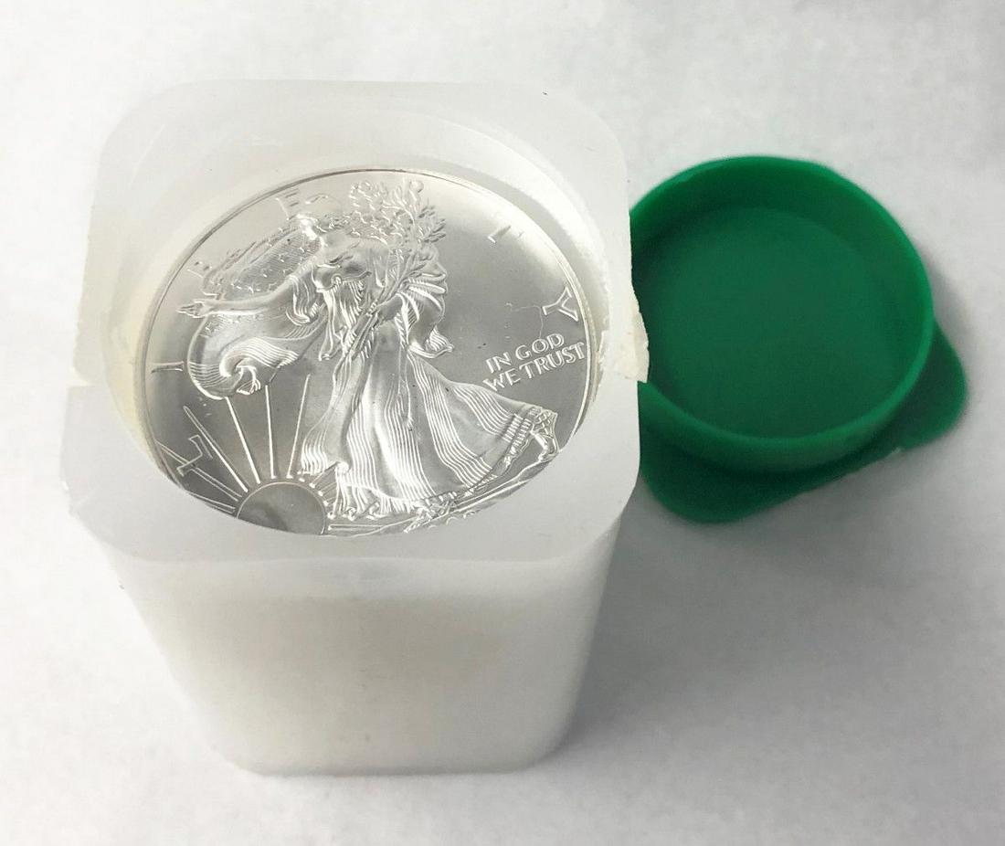 (20) 2002 SILVER EAGLES IN ORIGINAL TREASURY ROLL (1 of 4)