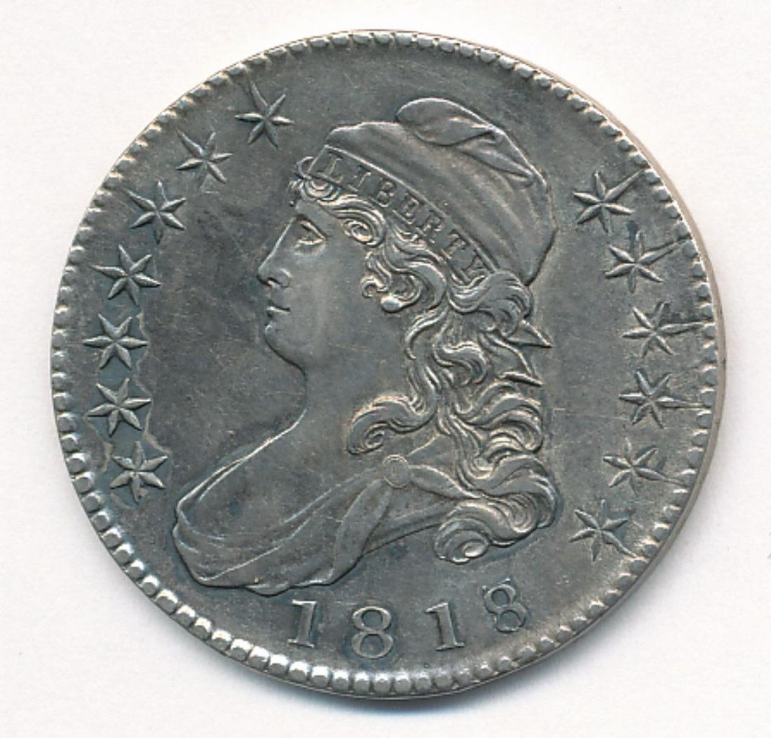 1818/17 OVERDATE CAPPED BUST HALF DOLLAR AU+++ (1 of 3)