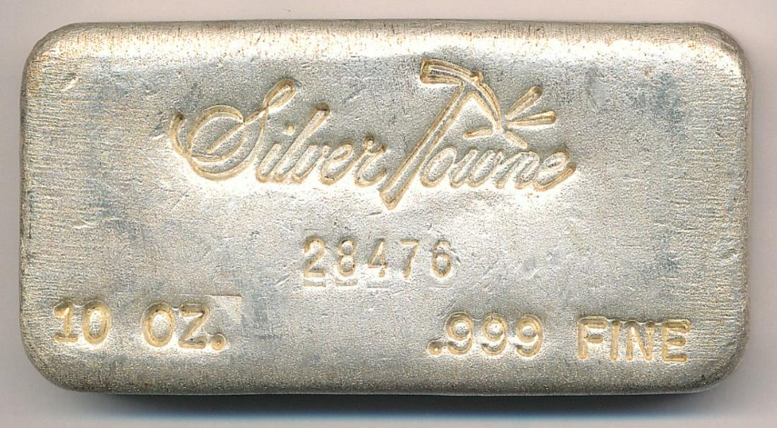 VINTAGE ANTIQUE 10 OZ SILVER TOWNE SILVER BAR: WINNER SHALL RECEIVE THE EXACT ITEM SHOWN HERE