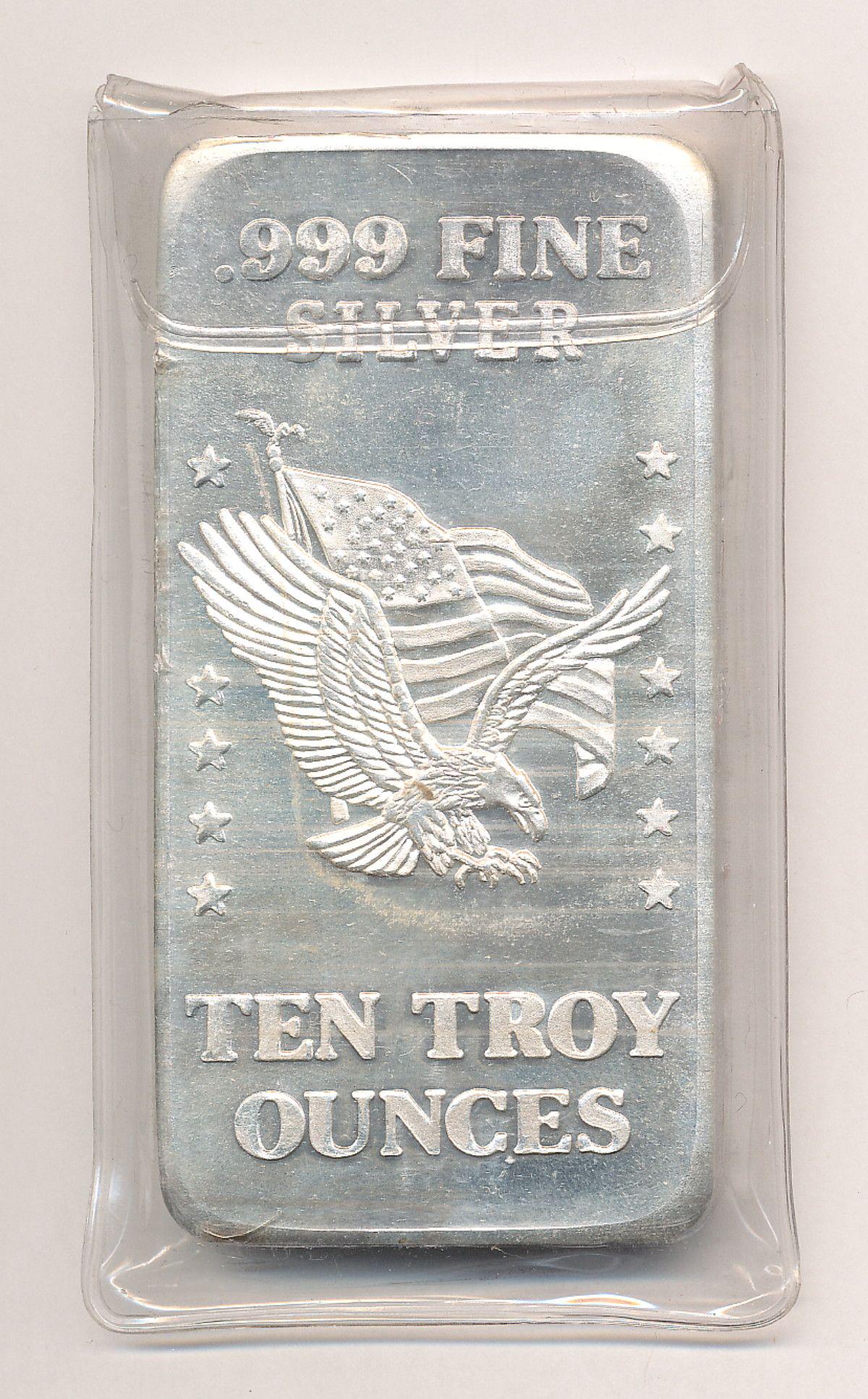 VINTAGE ANTIQUE CC 10 OZ SILVER BAR 1981 (1 of 2)