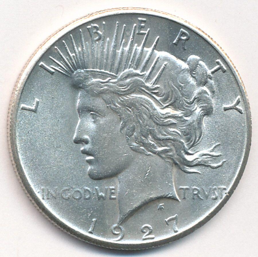 1927 PEACE SILVER DOLLAR CHOICE AU58+++ (1 of 2)