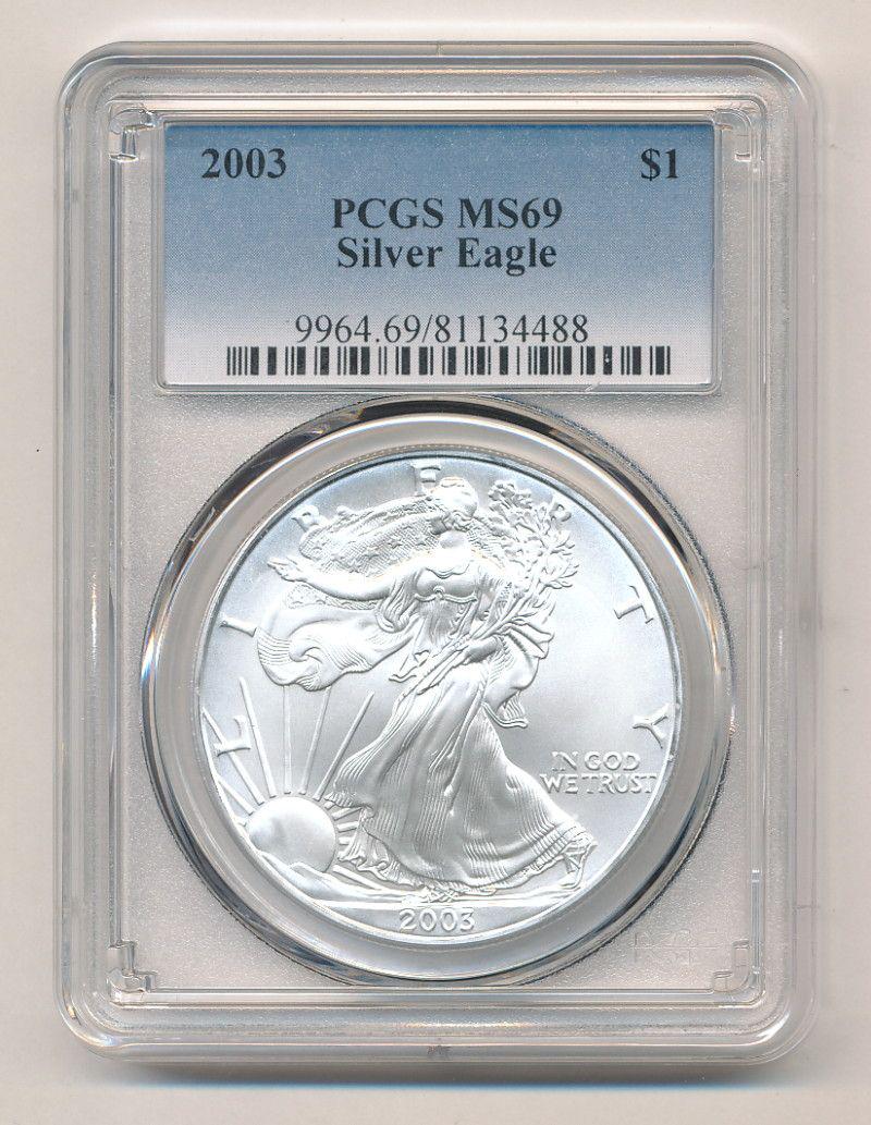 2003 AMERICAN SILVER EAGLE PCGS MS 69 (1 of 2)