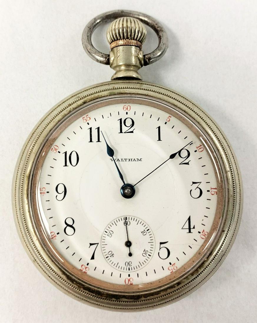 WALTHAM SILVER PLATED POCKET WATCH (1 of 6)