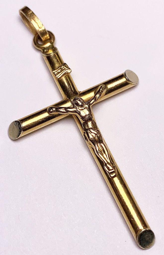 GOLD CRUSIFIX PENDANT 14K GOLD: - WEIGHT: 3.1 GRAMS - SIZE: 4CM x 2.75CM - 14K GOLD